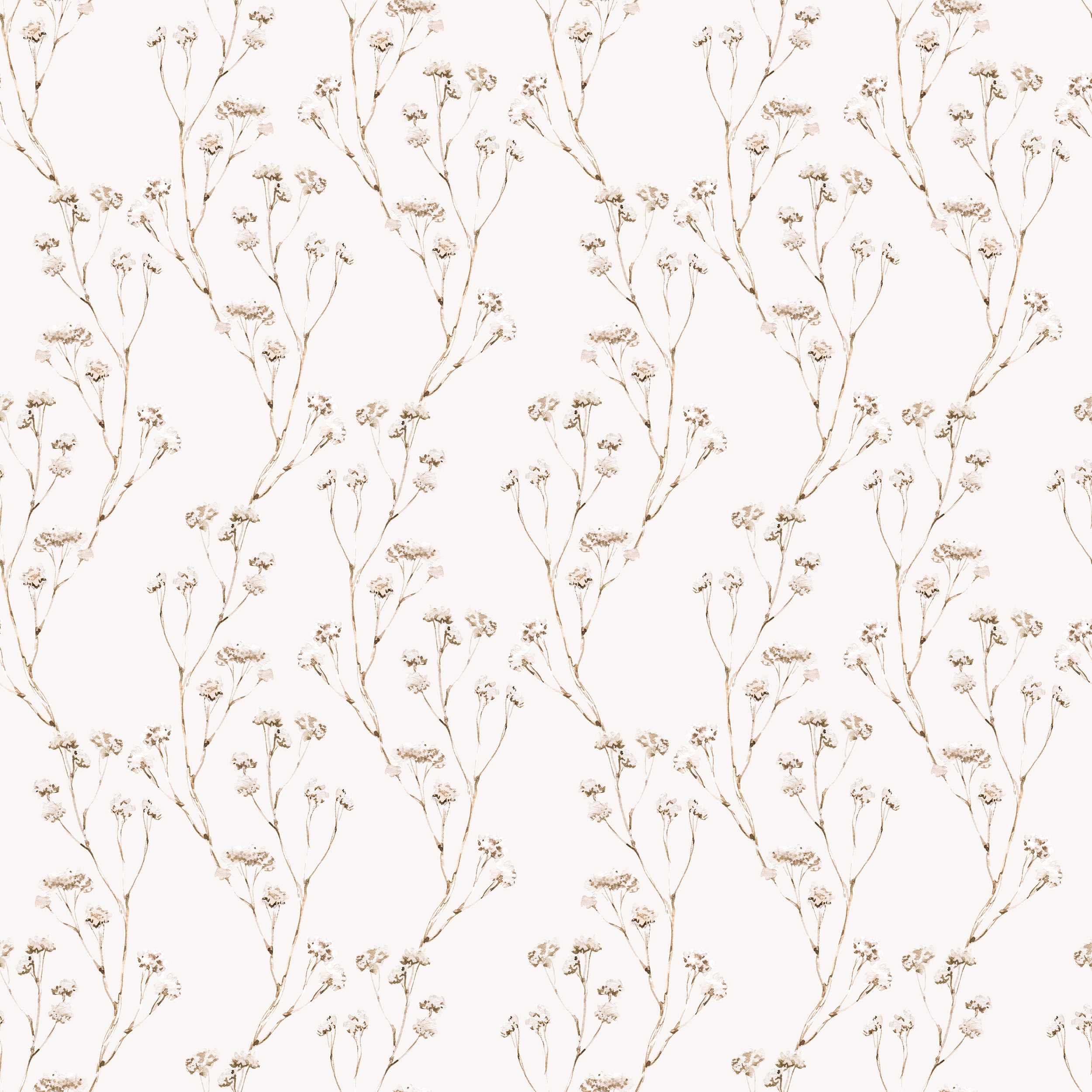 A close-up of the 'Boho Branches Wallpaper' showing its subtle and artistic branch design with soft brown accents on a cream background, bringing an organic touch to the decor.