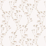 A close-up of the 'Boho Branches Wallpaper' showing its subtle and artistic branch design with soft brown accents on a cream background, bringing an organic touch to the decor.