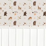 A child's study area enhanced by the Forest Bear Wallpaper which depicts a delightful array of forest wildlife such as bears, deer, and small birds among green foliage, creating an engaging and educational environment