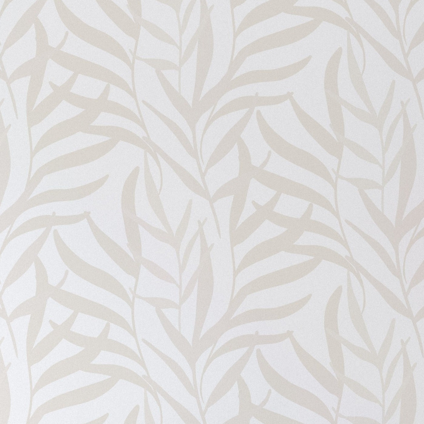 Close-up view of 'Earthy Wallpaper' displaying its detailed leaf patterns in soft, neutral tones, offering a sense of serenity and connection to nature, perfect for a calming interior design element.