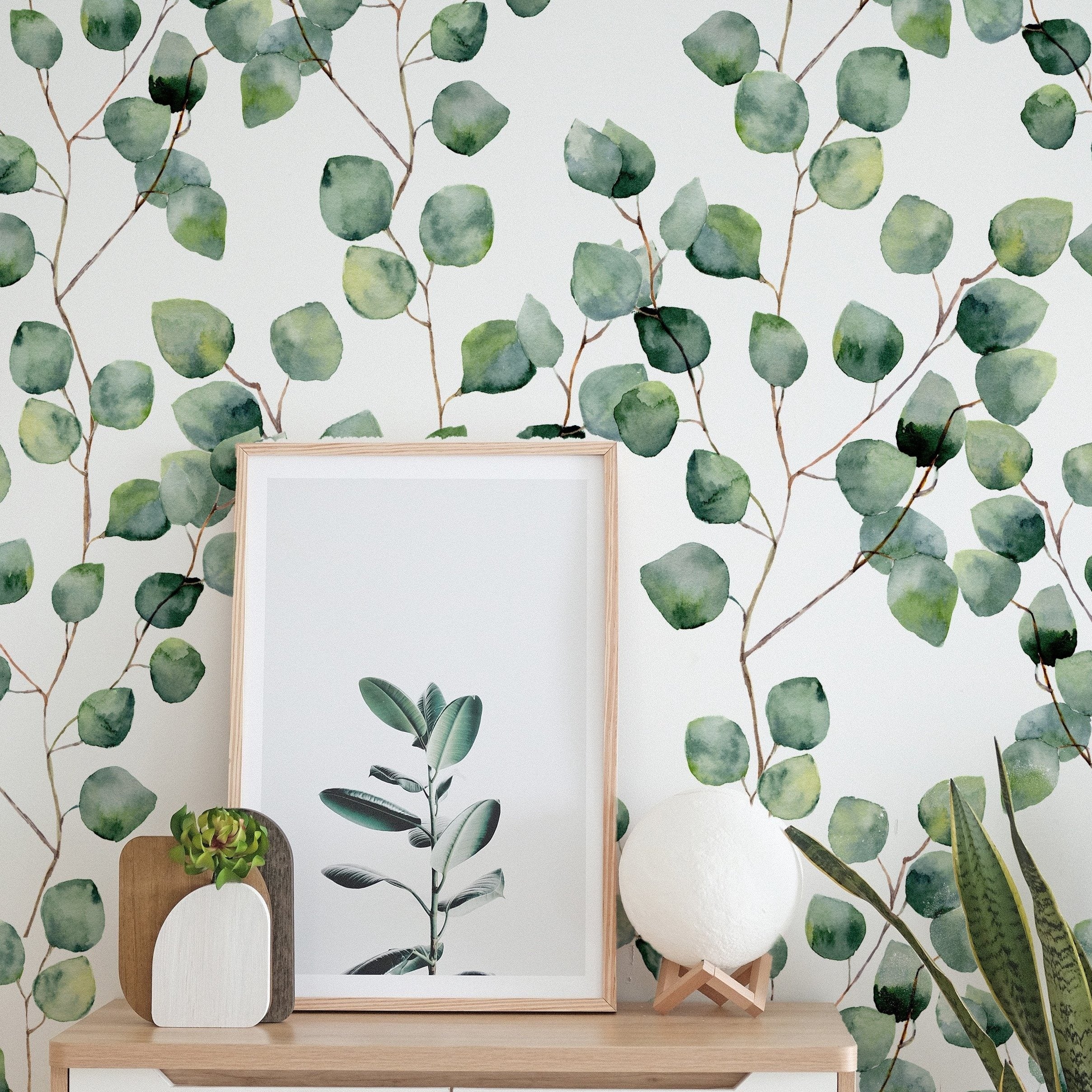 wallpaper, peel and stick wallpaper, Home decor, watercolor floral wallpaper, floral wallpaper, eucalyptus wallpaper,  green wallpaper, bedroom wallpapers, 