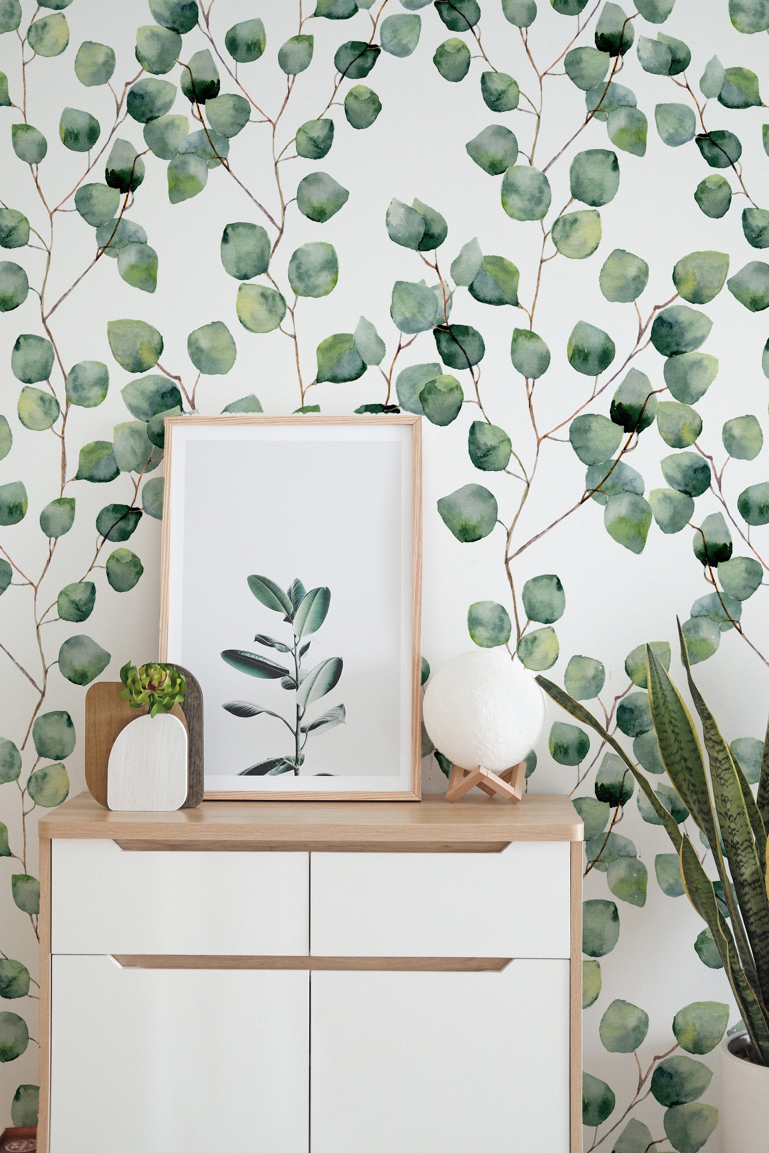 wallpaper, peel and stick wallpaper, Home decor, watercolor floral wallpaper, floral wallpaper, eucalyptus wallpaper,  green wallpaper, bedroom wallpapers, 