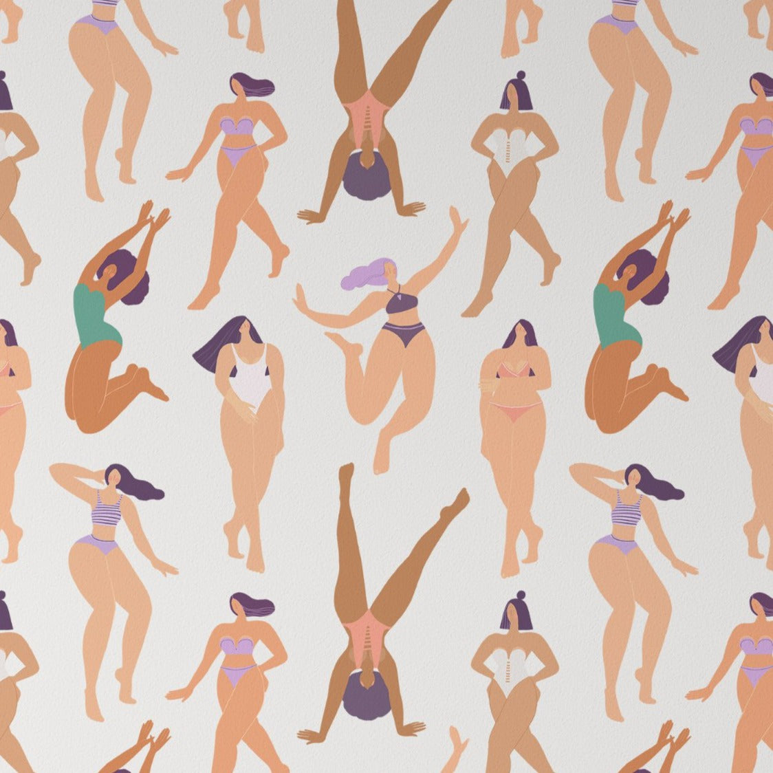 Close-up of Girls in Paradise Wallpaper II showing diverse women in yoga and dance poses