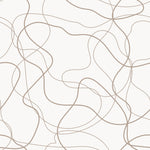 A close-up view of the 'Organic Doodle Wallpaper III' showcasing the whimsical and flowing beige lines on a crisp white background, perfect for adding a touch of organic abstraction to any room.