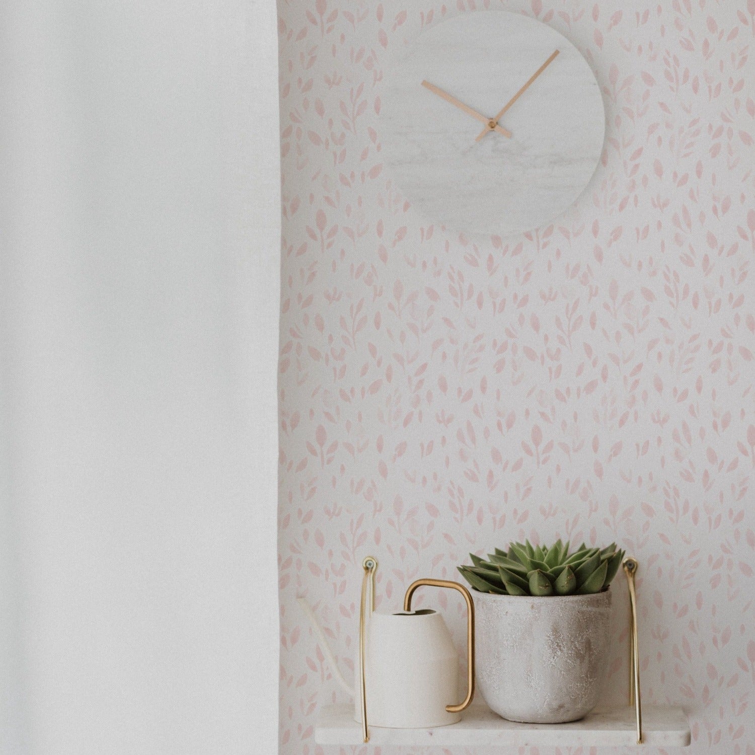 wallpaper, peel and stick wallpaper, Home decor, subtle botanica wallpaper, Floral wallpaper, bedroom wallpaper, blush wallpaper, pink wallpaper, 