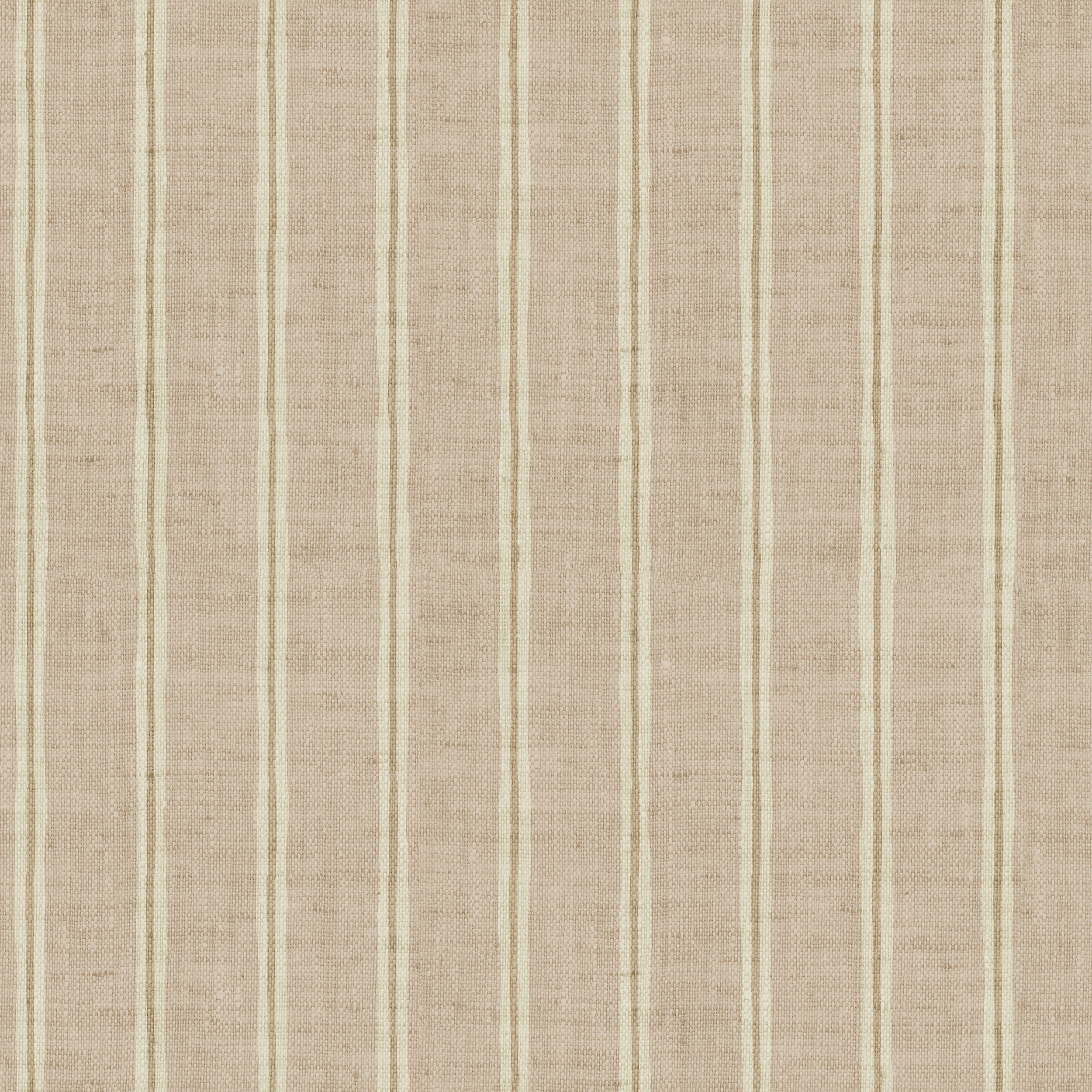 A close-up view of the 'Ticking Fabrics 2 Wallpaper', displaying a classic ticking stripe pattern in beige and cream. The timeless design mimics the look of woven fabric, offering a subtle, textured appearance that adds depth and warmth to any space.