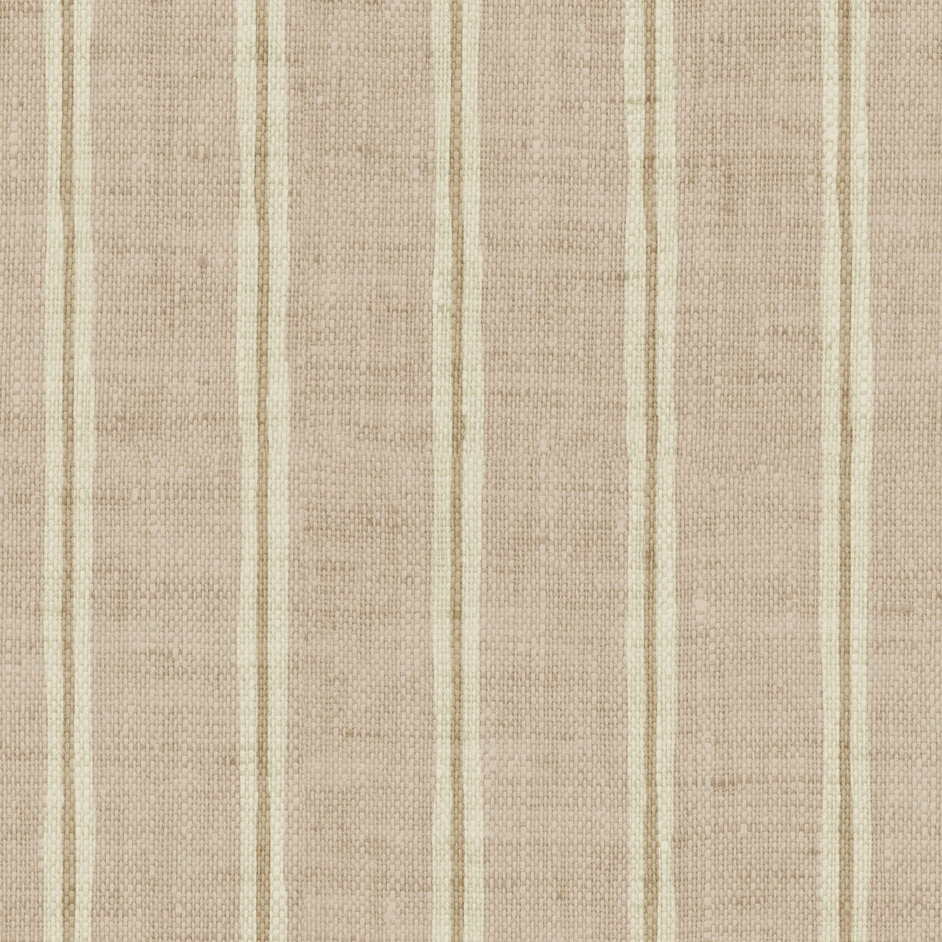 A close-up view of the 'Ticking Fabrics 2 Wallpaper', displaying a classic ticking stripe pattern in beige and cream. The timeless design mimics the look of woven fabric, offering a subtle, textured appearance that adds depth and warmth to any space.