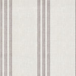A close-up of the Fabric 5F Wallpaper, showcasing the textile-inspired design with detailed vertical stripes that emulate the look and feel of classic ticking fabric. The light neutral background interspersed with fine gray stripes creates a simple yet sophisticated look that could easily blend with various decor styles.