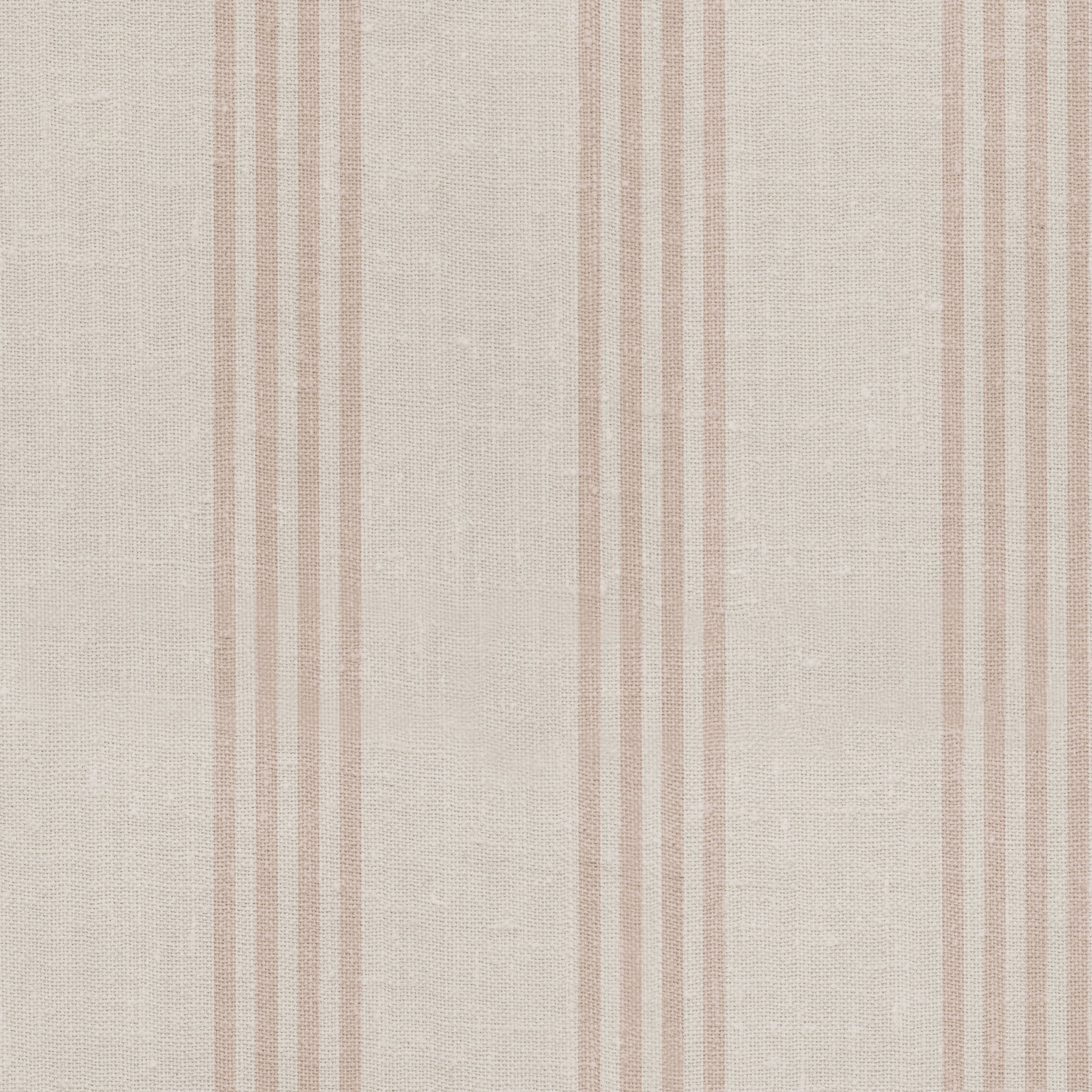 Close-up of the "Ticking Fabrics 8" wallpaper showing its beige base color with vertical, evenly spaced stripes. The subtle variations in the stripes’ thickness convey a classic and timeless textile design, suitable for various interior styles.