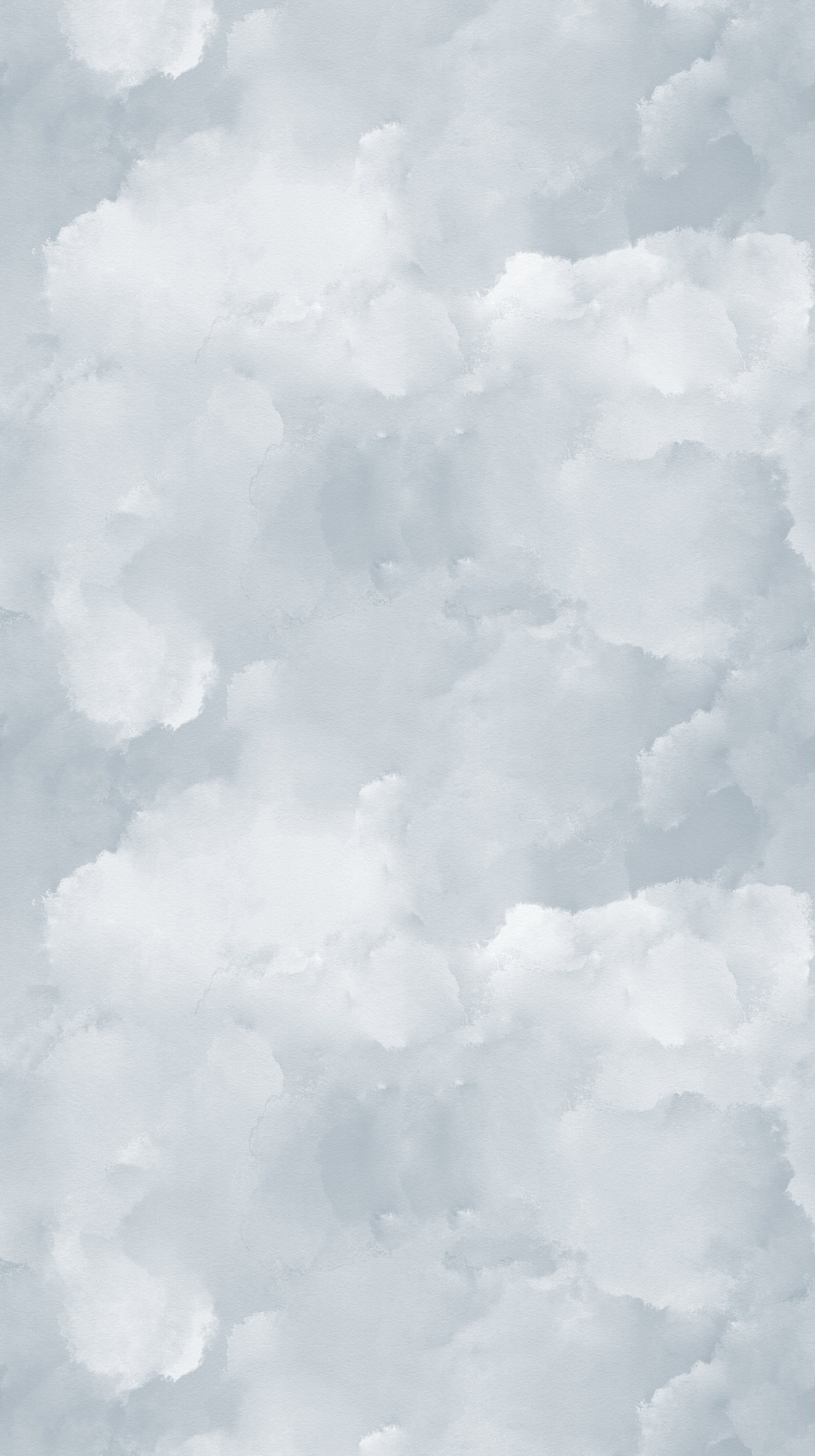 A close-up view of the Cloud Mural Wallpaper in Pale Blue, showcasing its tranquil and ethereal cloud design that resembles a calm, overcast sky. The subtle variations in blue create a dynamic yet peaceful visual texture.
