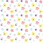 Pattern detail of the Spring Field Wallpaper - VI, showcasing a vibrant design with a mix of watercolor-style flowers in various colors, including yellow, pink, purple, and blue, on a white background