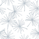 A close-up of the Line Minimal Floral Leaf wallpaper, highlighting the simple yet elegant pale blue line-drawn leaves on a clean white surface. The pattern offers a modern and minimalist botanical aesthetic