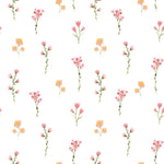 A delicate pattern of hand-painted flowers in soft pink and gentle yellow hues, the Gentle Floral Wallpaper offers a fresh and light aesthetic. Each flower is detailed with subtle green stems, providing a beautiful backdrop for enhancing any space with a touch of natural elegance