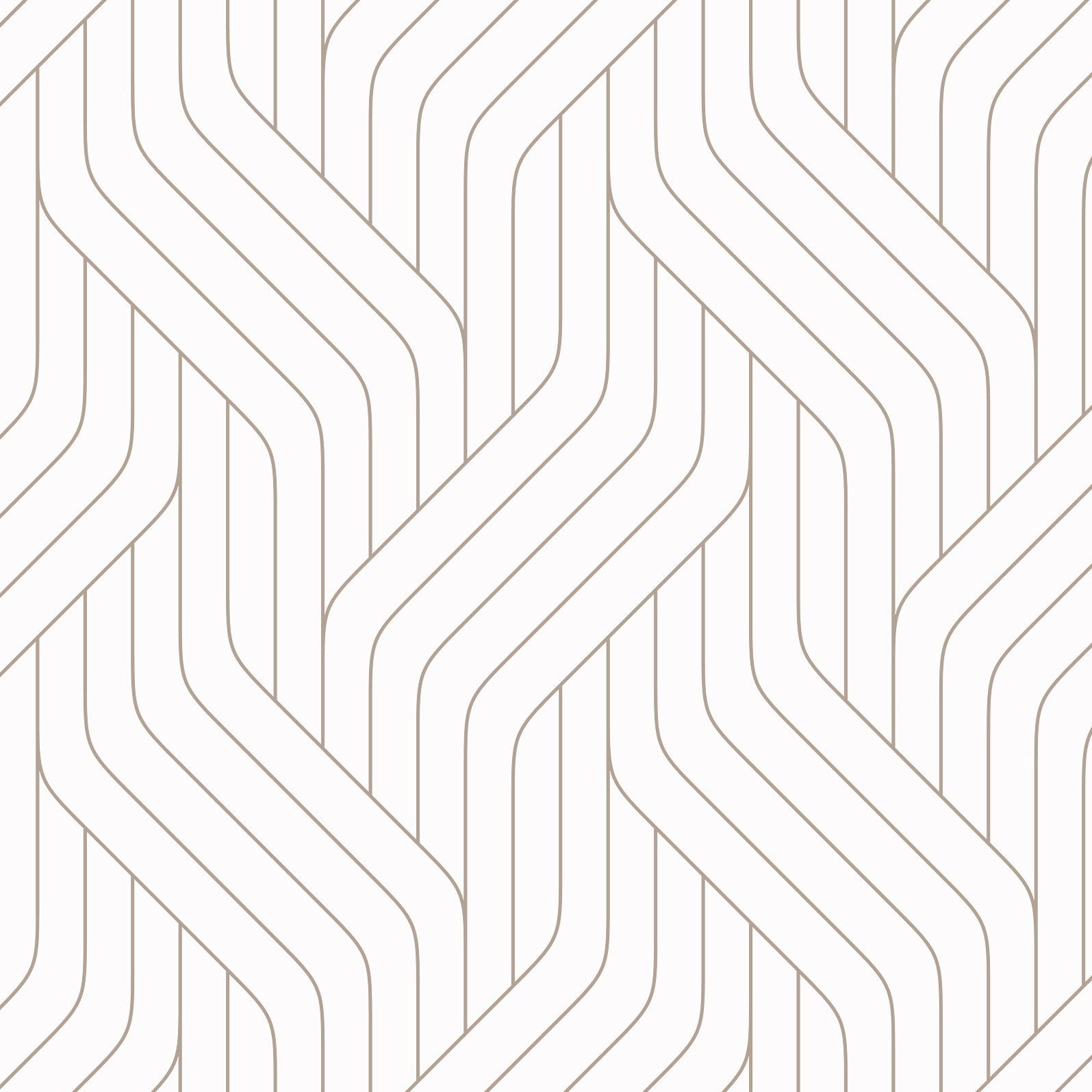 Close-up of Modern Braids Wallpaper pattern featuring a geometric braided design in beige and white.