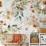 wallpaper, peel and stick wallpaper, Home decor, floral wallpaper, watercolor bright floral wallpaper, Multi color wallpaper,  Kids room wallpaper, 