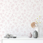 wallpaper, peel and stick wallpaper, Home decor, subtle botanica wallpapers, pink wallpaper, bedroom wallpapers, floral wallpaper, 