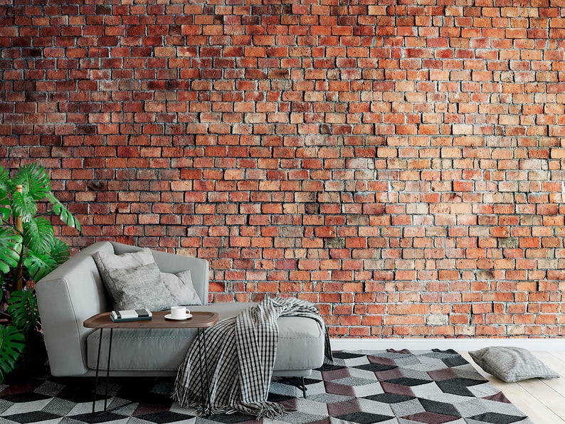wallpaper, peel and stick wallpaper, Home decor, realistic red brick wallpaper, realistic wallpaper, red wallpaper, bedroom wallpapers, mural wallpaper, 