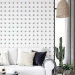 Large wall covered with Minimal Geometric Wallpaper in stylish home interior