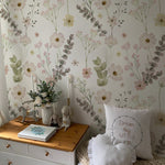 wallpaper, peel and stick wallpaper, Home decor, Botanical florist wallpaper, bedroom wallpaper, multi color wallpaper, Floral wallpaper, 