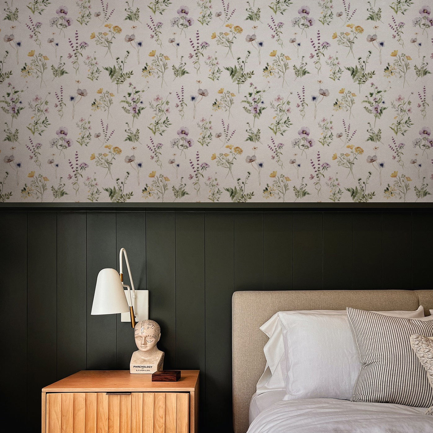 wallpaper, peel and stick wallpaper, home decor, midsummer watercolor bouquet wallpaper, bedroom wallpaper, Floral Wallpaper, multicolor wallpaper, 