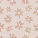 A close-up of the Simple Mauve Floral Wallpaper pattern, showcasing its soft mauve flowers on a light beige background. The simple, elegant design is perfect for adding a subtle touch of nature to any room.