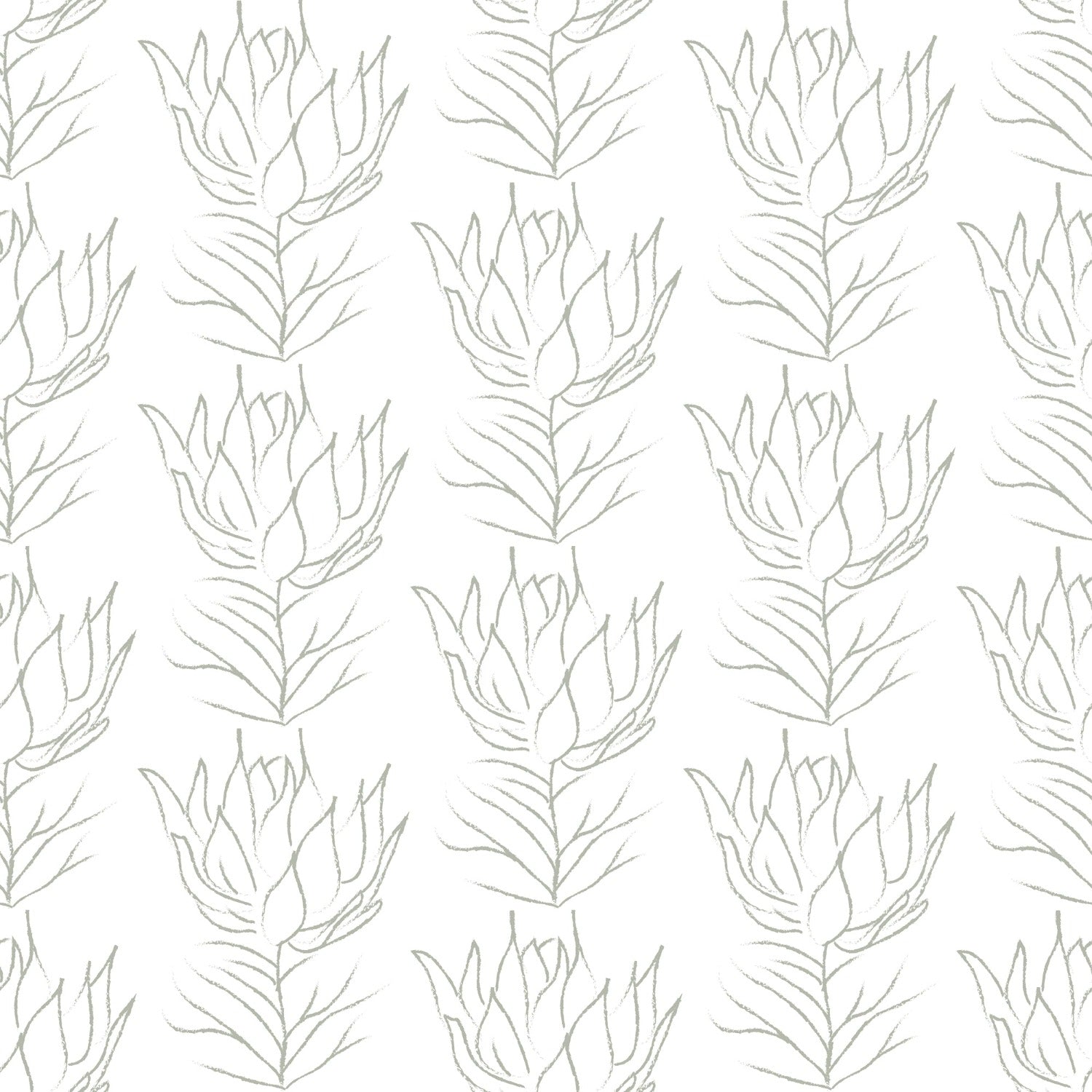 A close-up view of the Line Art Bouquet Wallpaper displaying the intricate details of the hand-drawn floral design, where the line art technique brings each bouquet to life against a muted background, perfect for a sophisticated and modern aesthetic.