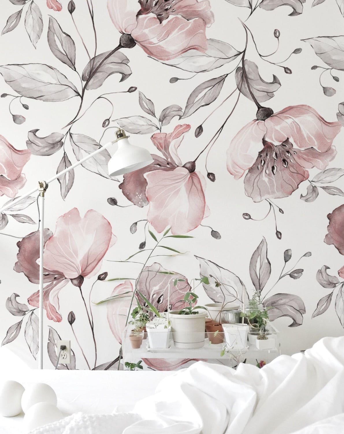 Pink Watercolour Floral Wallpaper – Timberlea Interiors